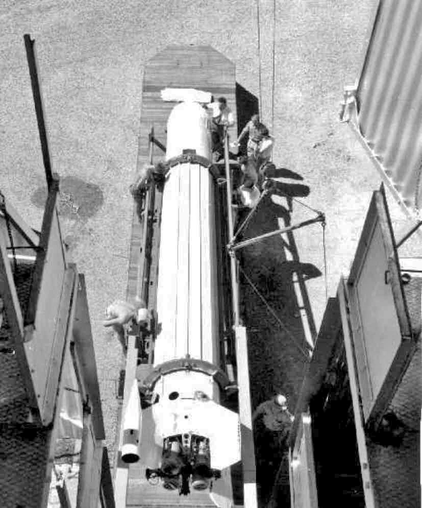 Rocket being loaded in gantry