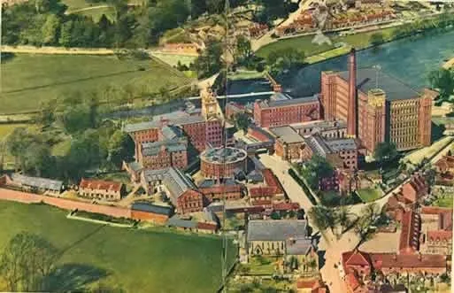 View of the Strutt mill complex at Belper, Derbyshire, UK