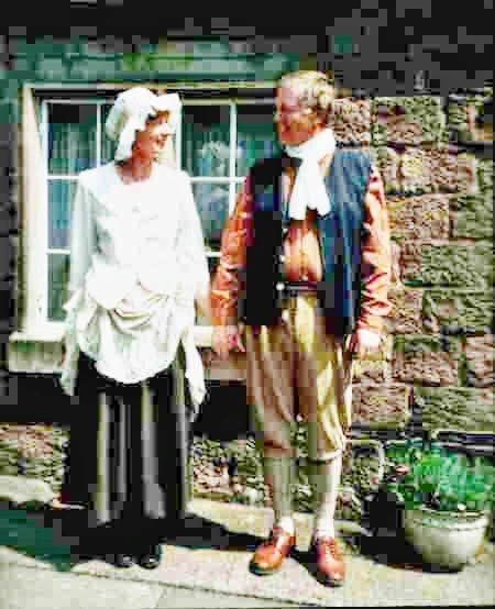 Gerry and Linda, the previous occupants, in period costume