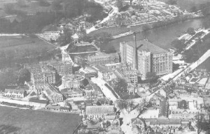 View of the Strutt mill complex at Belper, Derbyshire, UK